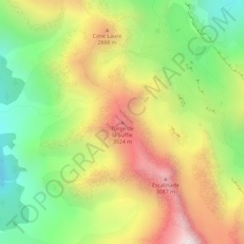 Mapa topográfico Turge de la Suffie, altitud, relieve