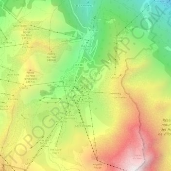 Mapa topográfico Arc 2000, altitud, relieve