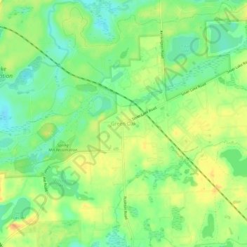 Mapa topográfico Green Oak, altitud, relieve