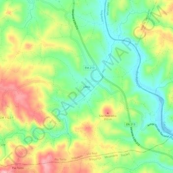 Mapa topográfico Lilela, altitud, relieve