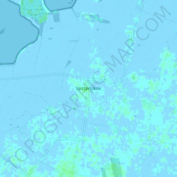 Mapa topográfico Vestenskov, altitud, relieve