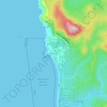 Mapa topográfico Otter Rock, altitud, relieve