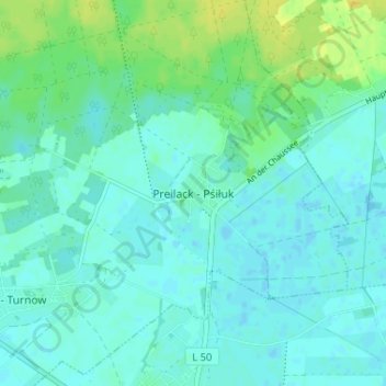 Mapa topográfico Preilack - Pśiłuk, altitud, relieve