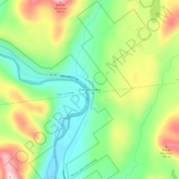 Mapa topográfico Pumpkin Hollow, altitud, relieve