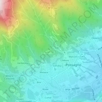 Mapa topográfico Località San Rocco, altitud, relieve