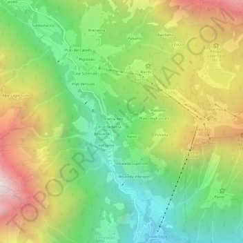 Mapa topográfico Vallascia, altitud, relieve