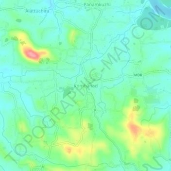 Mapa topográfico Kombanad, altitud, relieve