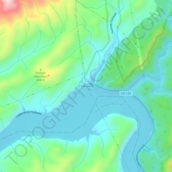 Mapa topográfico Chilhowee, altitud, relieve