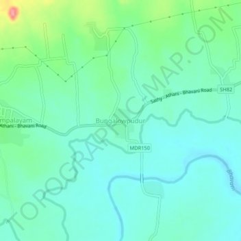 Mapa topográfico Bungalowpudur, altitud, relieve