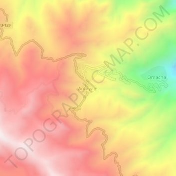Mapa topográfico Antayaje, altitud, relieve