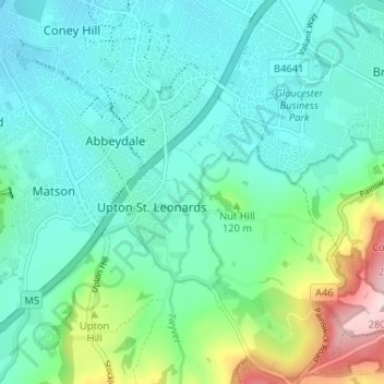 Mapa topográfico Bondend, altitud, relieve