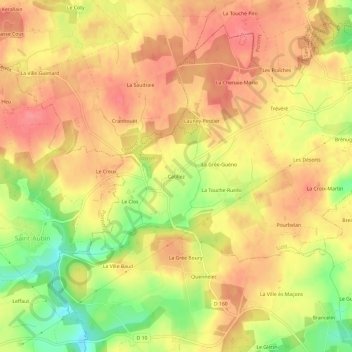 Mapa topográfico Catillez, altitud, relieve