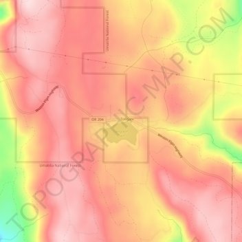 Mapa topográfico Tollgate, altitud, relieve