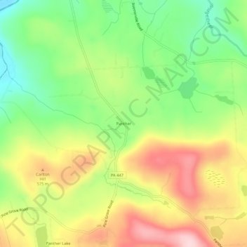 Mapa topográfico Panther, altitud, relieve