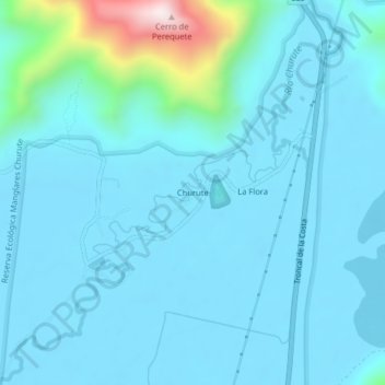 Mapa topográfico Churute, altitud, relieve