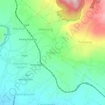 Mapa topográfico Tumiyang, altitud, relieve