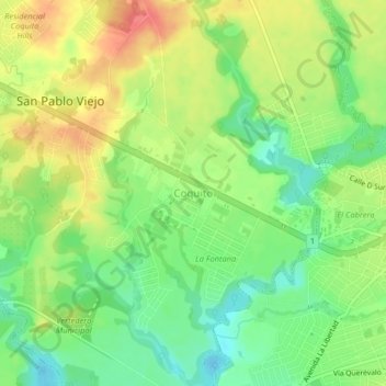 Mapa topográfico Coquito, altitud, relieve