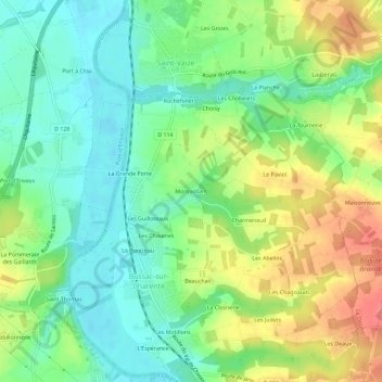 Mapa topográfico Montvollant, altitud, relieve