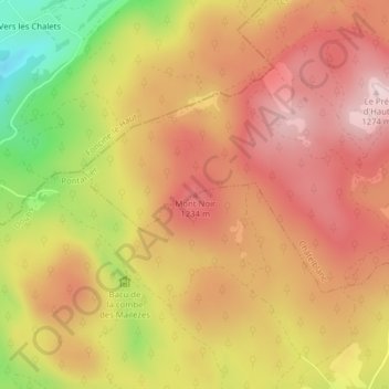 Mapa topográfico Mont Noir, altitud, relieve
