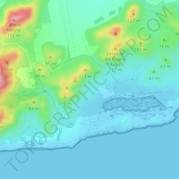 Mapa topográfico Calblanque, altitud, relieve