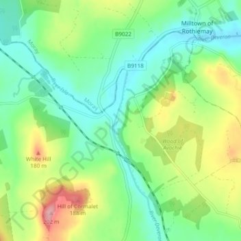 Mapa topográfico Avochie, altitud, relieve
