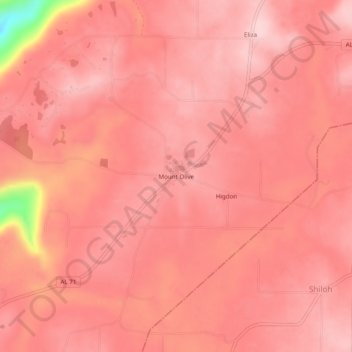 Mapa topográfico Mount Olive, altitud, relieve