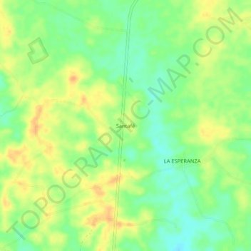 Mapa topográfico Santafé, altitud, relieve