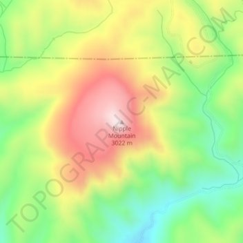 Mapa topográfico Nipple Mountain, altitud, relieve