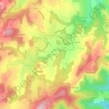 Mapa topográfico Le Mas, altitud, relieve