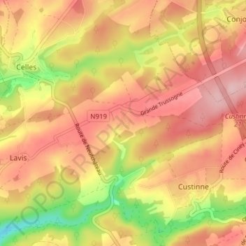 Mapa topográfico Grande Trussogne, altitud, relieve