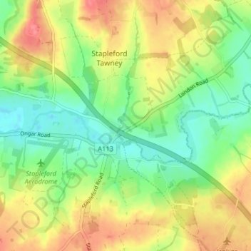 Mapa topográfico Passingford Bridge, altitud, relieve