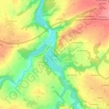 Mapa topográfico La Couaille, altitud, relieve