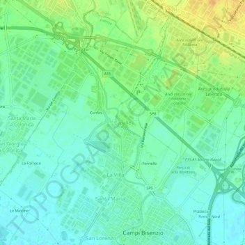 Mapa topográfico Capalle, altitud, relieve