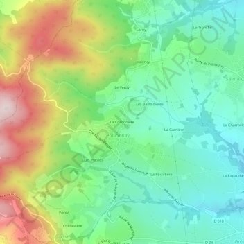 Mapa topográfico La Cozonnière, altitud, relieve