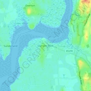 Mapa topográfico Glasson Dock, altitud, relieve