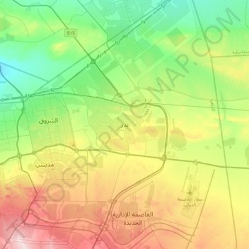 Mapa topográfico بدر, altitud, relieve
