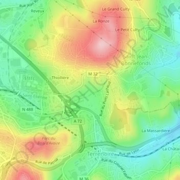 Mapa topográfico La Grande Chaux, altitud, relieve