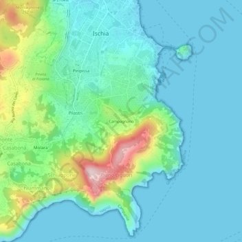 Mapa topográfico Campagnano, altitud, relieve