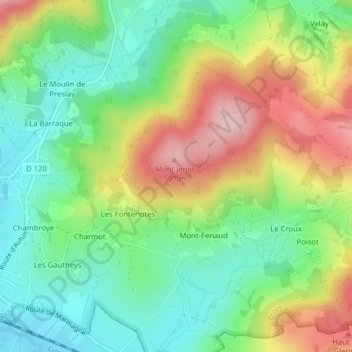 Mapa topográfico Le Beuillet, altitud, relieve