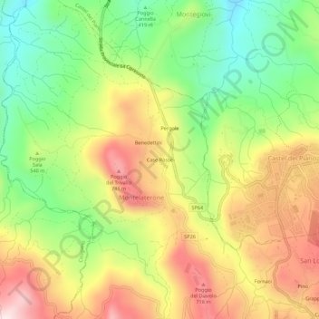 Mapa topográfico Case Rosse, altitud, relieve