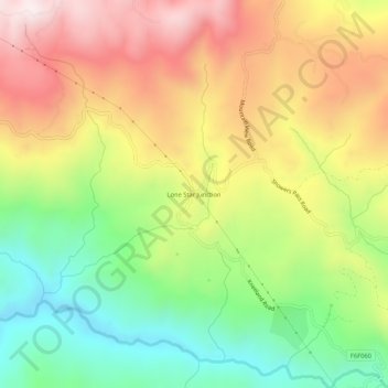 Mapa topográfico Lone Star Junction, altitud, relieve