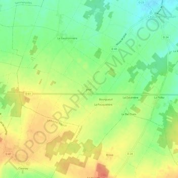 Mapa topográfico Joué, altitud, relieve
