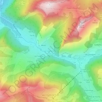 Mapa topográfico Les Portes, altitud, relieve