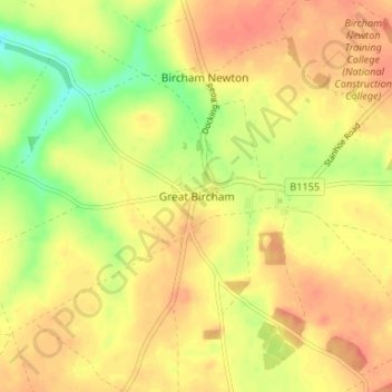 Mapa topográfico Great Bircham, altitud, relieve