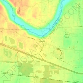 Mapa topográfico Wadhams, altitud, relieve