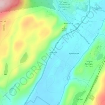 Mapa topográfico Godeffroy, altitud, relieve