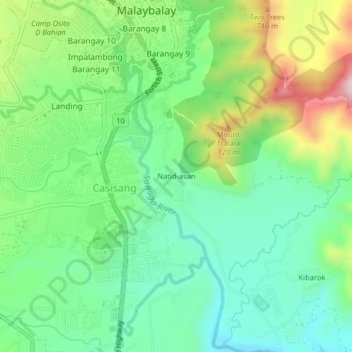 Mapa topográfico Natid-asan, altitud, relieve