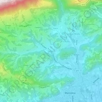 Mapa topográfico Vallonara, altitud, relieve