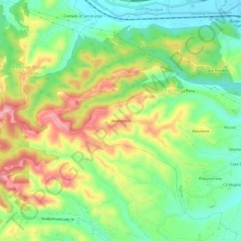 Mapa topográfico Remondini, altitud, relieve
