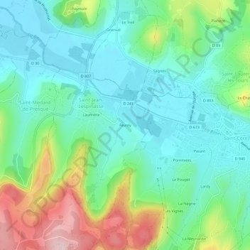 Mapa topográfico Revrey, altitud, relieve